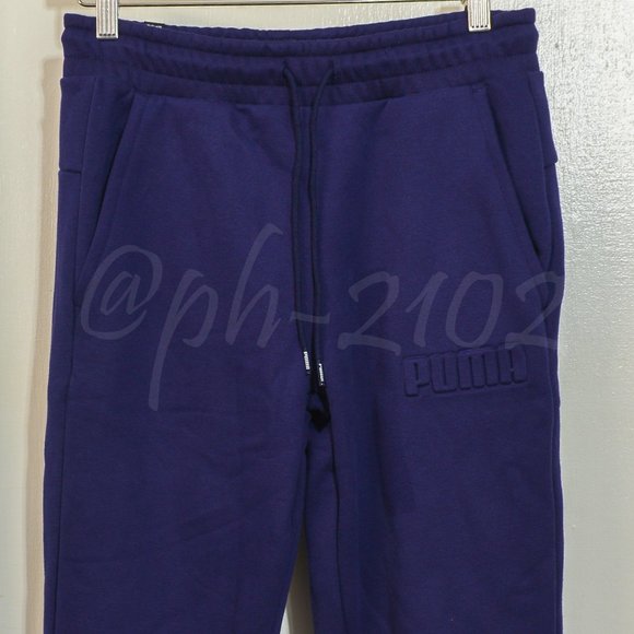 Puma Men's Fleece Jogger Pants Navy - Picture 3 of 10